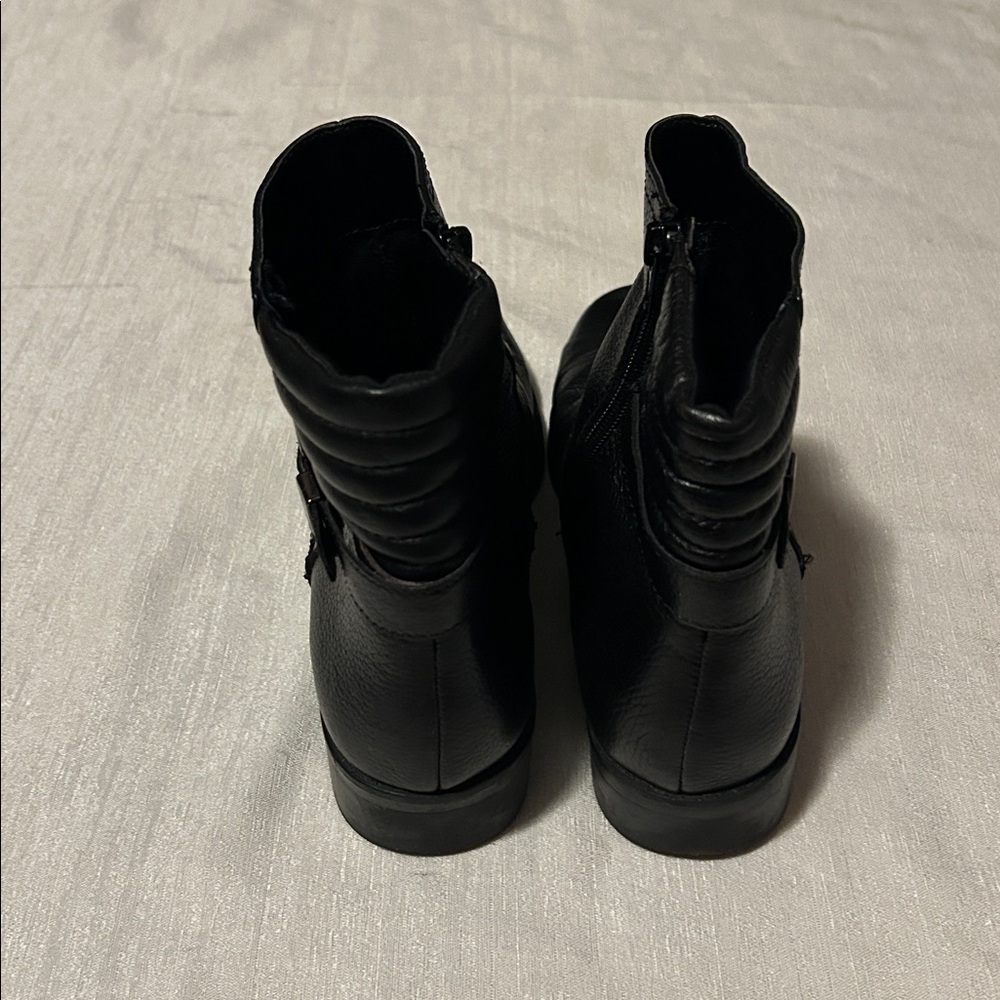 Anne Klein Sport Black Leather Ankle Bootstraps - Picture 3 of 8